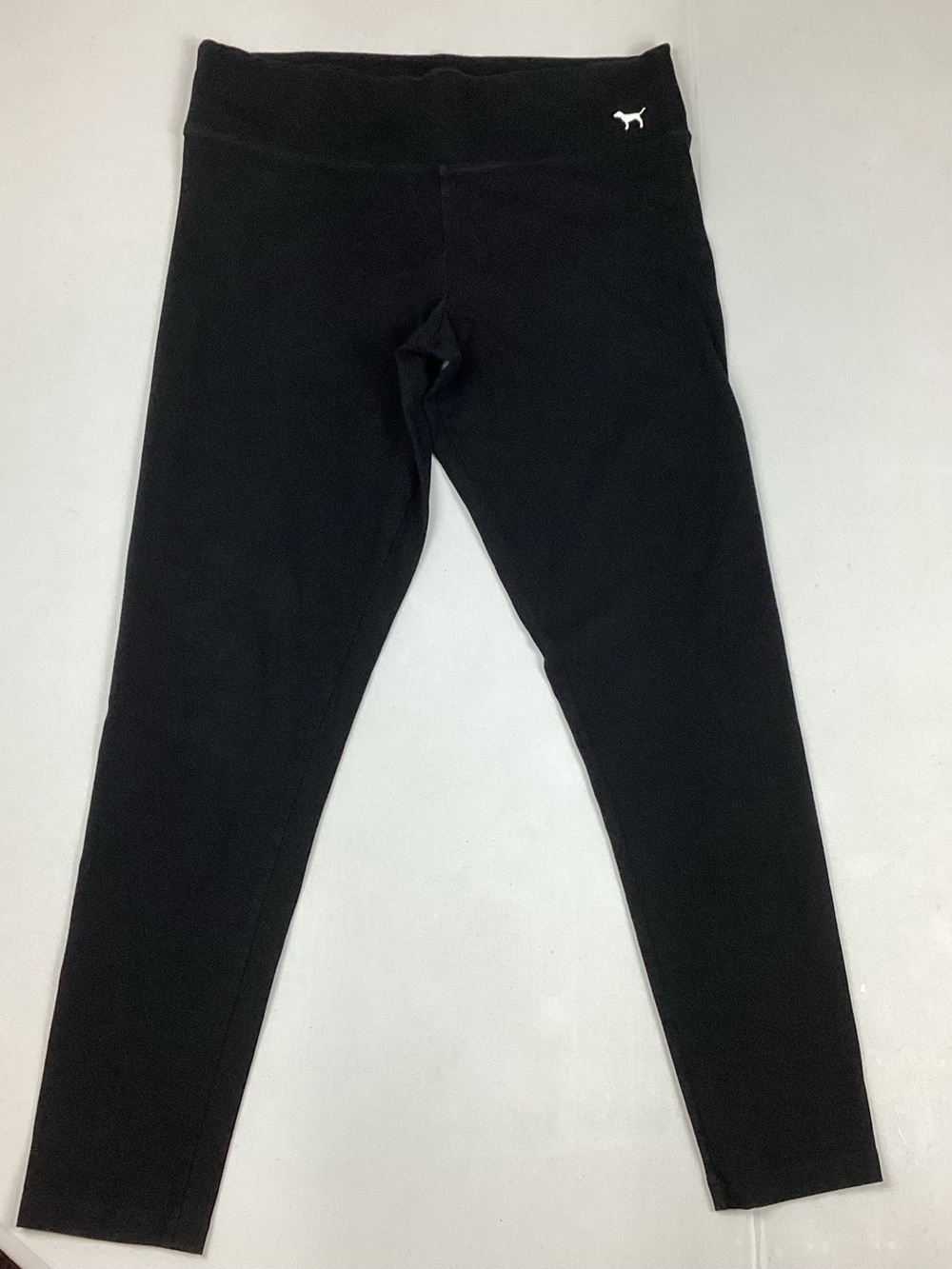 Victoria’s Secret PINK Black Classic Cotton Leggings Dog Logo Size Large